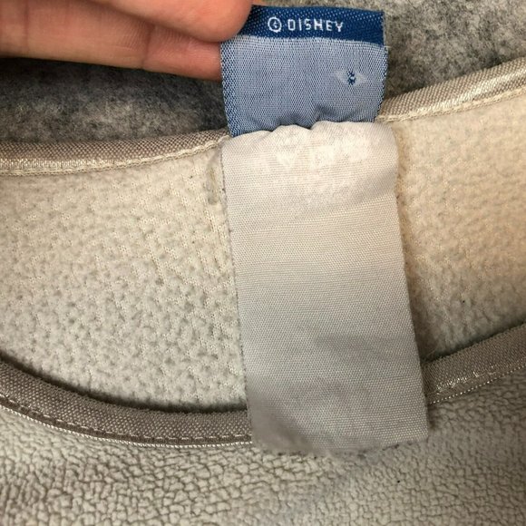Vintage Mickey Mouse Sweatshirt L Disney Denim Applique Fleece Embroidered White - Picture 7 of 11